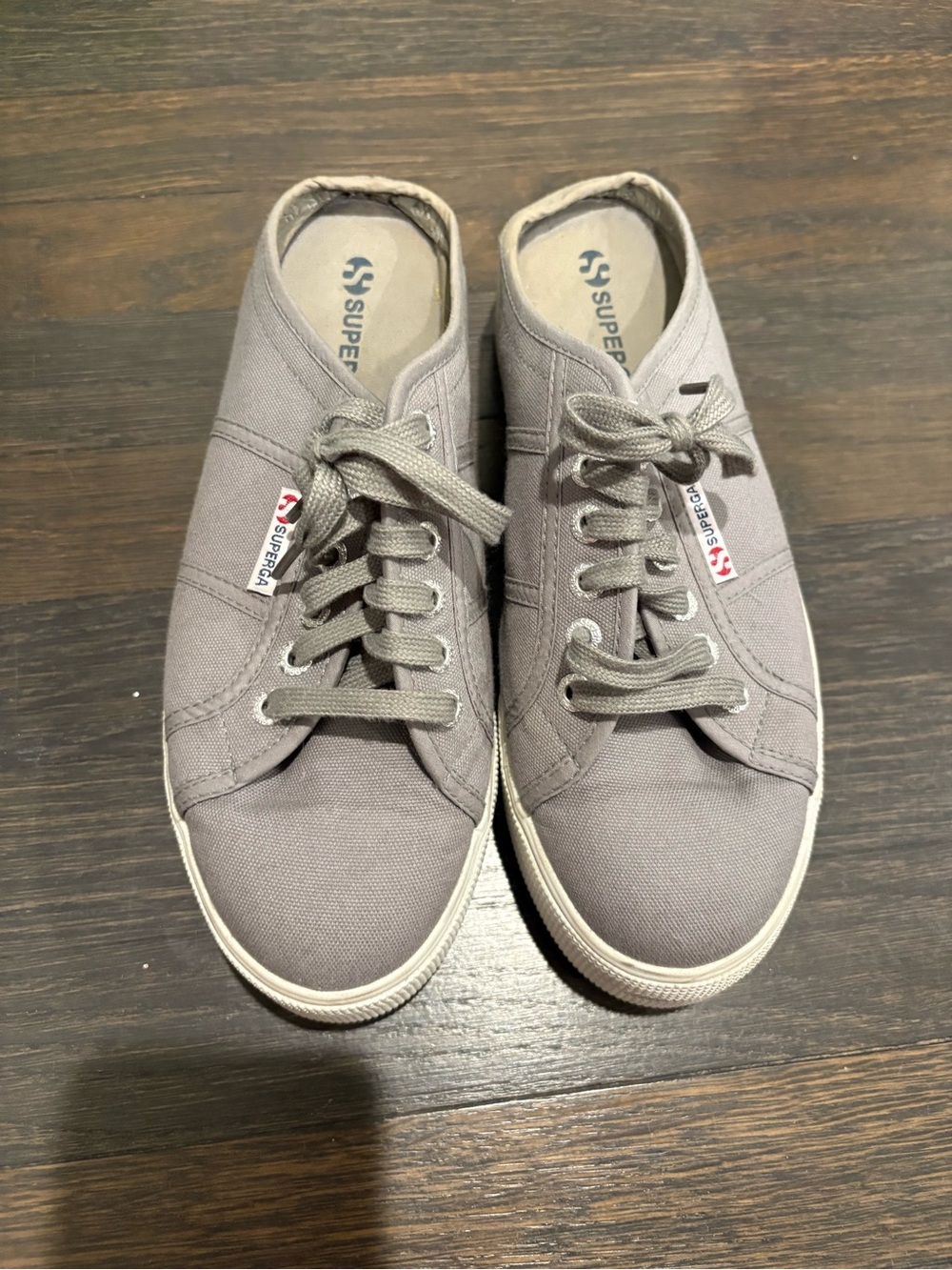 Superga Light Gray Platform Canvas Low-Top Sneakers